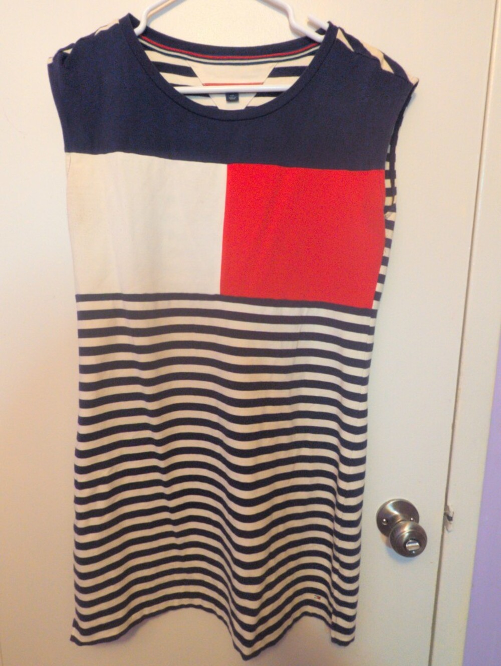 Tommy Hilfiger Colorblock Red, Navy & White Striped Women’s Dress